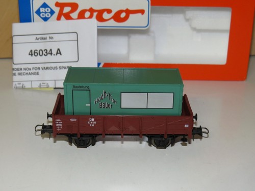 H0 Roco 46034 A  Flachwagen mit Baucontainer der DB  Neuwertig OVP 2224 | Zustand: Gebraucht