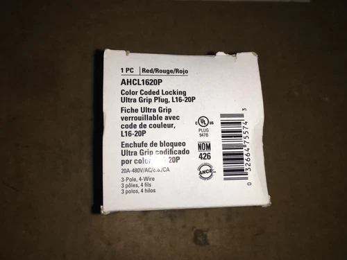 Eaton plug, AHCL1620P, 20A-480V, 3 pole, 4 wire,  KP-745