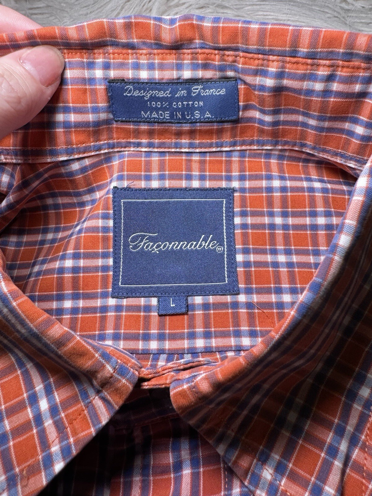 Facconable Menms Button Down Shirt Size Large Ora… - image 3