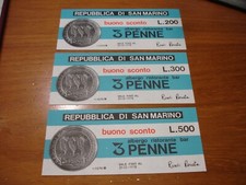 San Marino 1978 Buono Sconto serie 3 importi £ 200 300 500 Albergo 3 Penne