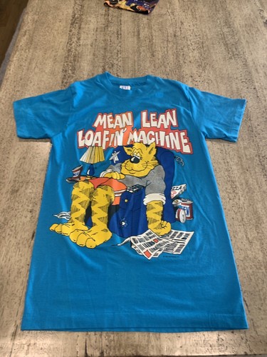 VINTAGE SUN SPORTSWEAR "MEAN LEAN LOAFIN MACHINE"SINGLE STITCH USA T SHIRT