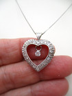 14K White Gold 23 Diamond floating Heart Pendant Necklace 18" — photo 5