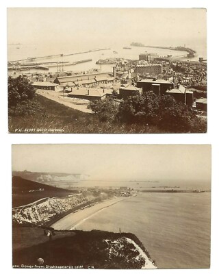 2 Dover Harbor Kent UK Postcards RPPC 