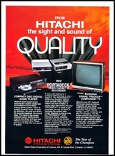1984 Hitachi Portadeck TV Vintage Advertisement Print Art Ad J899