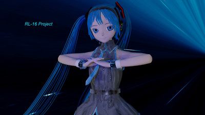 Anime hatsune miku blender nyaaa 3d blue hair Playmat Gaming Mat
