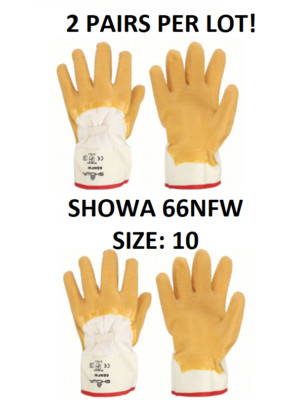 2 PAIRS - SHOWA Nitty Gritty General Purpose Work Gloves 66NFW-10 Size LARGE XL