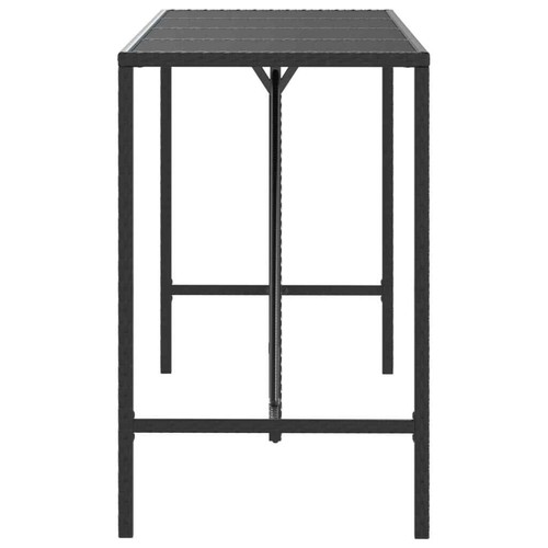 NNEVL Bar Table with Glass Top Black 180x70x110 cm Poly Rattan - Picture 4 of 6