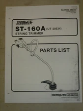 HOMELITE ST 160-A UT 20534 STRING TRIMMER PARTS MANUAL #17832