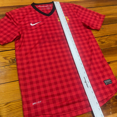 Nike Manchester United Dri-Fit Jersey Red Checkered Patch Men's