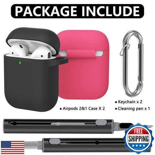 2 Pack for Airpods Case Cover with Cleaner Kit,Soft Silicone Protective Case - Picture 3 of 5