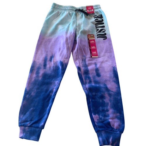 NWT Justice Tie Dye Jogger Pants Sweatpants Aqua Purple Ombre Girls S 7/8