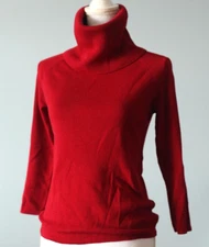 Talbots Size Small Merino Wool Turtleneck Shawl Neck Fire Engine Red Vintage