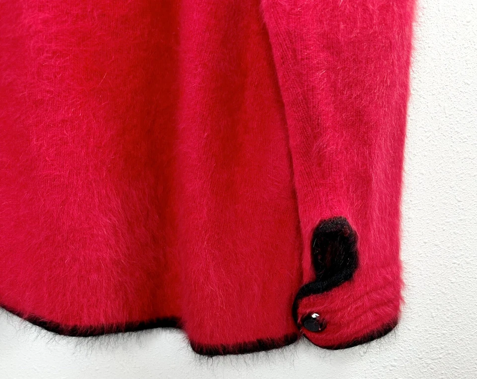Cárdigan Suéter Chaqueta Forrada Venesha Alta Calidad Angora Rojo Botón Frontal Talla M Foto 4 de 4
