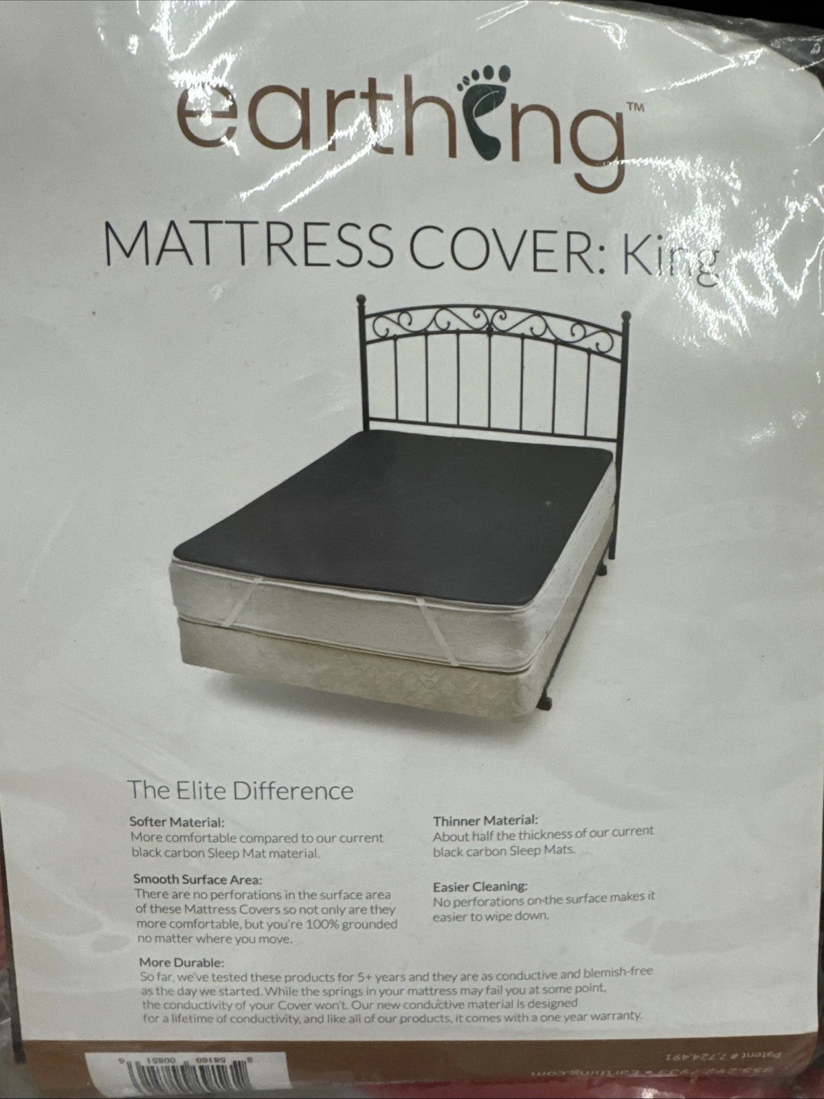 New! Earthing Mattress Cover - King Size - Black - Grounding Mattress Bed Mat