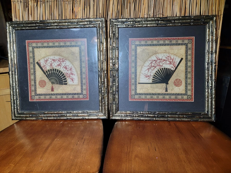 Juego de 2 marcos de fotos de bambú dorado revestimiento de vidrio 18,5" X 18,5" Est Y2K Foto 3 de 4