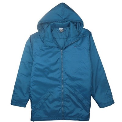 Nike gefütterte Herrenjacke blau mit Kapuze Größe M mittellang Reißverschluss Mantel