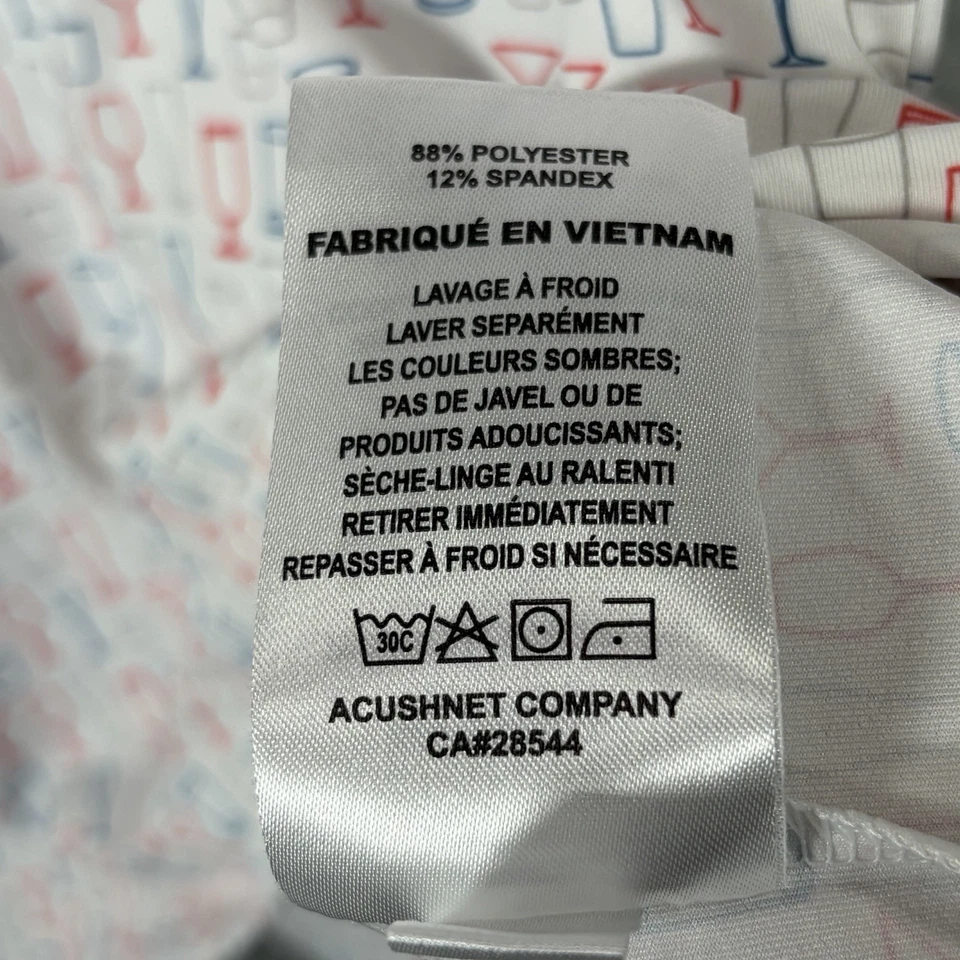 FootJoy Performance Golf Polo Shirt Men Medium White Red Wine Glass AOP - Image 4 of 4