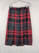Vintage Personal Lined 100 Wool Pleated Plaid Skirt Size 10