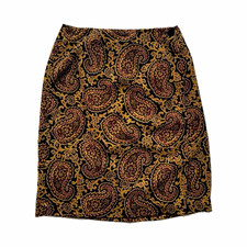 Vintage 90  s Boho Talbots Women  s Paisley Straight Knee Length Lined Skirt 6