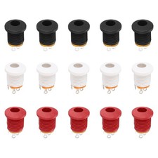 15pcs DC Power Jack, DC5521 5.5x2.1mm, Black, Red, White