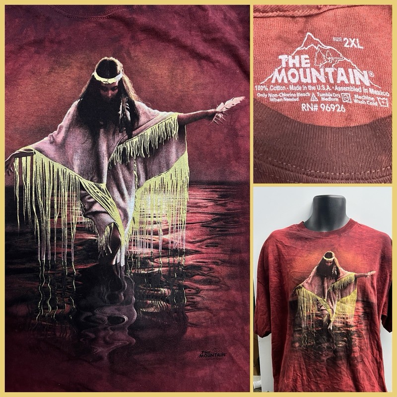 Vintage Native American Woman - Princess The Mountain (Brand) - Red Shirt - XL