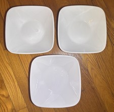 Set of 3 Corelle Winter Frost White 9" Square Vegetable Serving Bowls