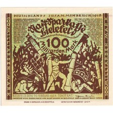 [#293394] Germany, Bielefeld, 100 Milliarden Mark, 1923-02-15, UNC