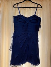 Adrianna Papell Tiered Party Dress Blue Size 12 Chiffon Strap Ruffle