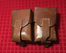 Foreign Military Double Leather Ammo Belt Pouch/1953 GOP LUP Stamp Inside