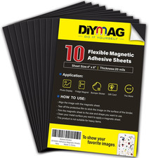 DIYMAG Magnetic Adhesive Sheets, 4" X 6" 10 Pack Cuttable Magnets Flexible Magne