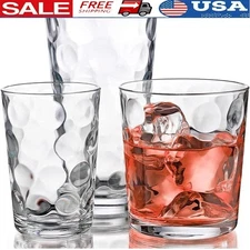 Elegant Geometric Glassware Set 18 Pieces Stylish Dishwasher Safe Drinkware New