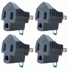 3 Prong to 2 Adapter, Polarized Grounding Converter, 3-Prong Plug Grey