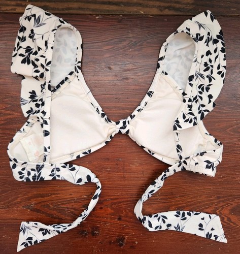 GB Girls 10 Two Piece Swimsuit White Black Leaf Print - Picture 4 of 10