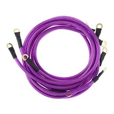 5 Point Car Universal Earth Ground Cables Grounding Wire System Kit High Purple