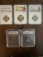 NGC ICG Brilliant Uncirculated World Coin Lot Bahrain 10F Spain 1 Peseta