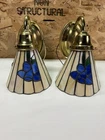 Vintage Tiffany Style Wall Sconce Lamps Flower Leaf Stained Glass Wall Light