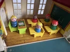 Vintage 70s Fisher Price Little People #923 Play Family School House with parts