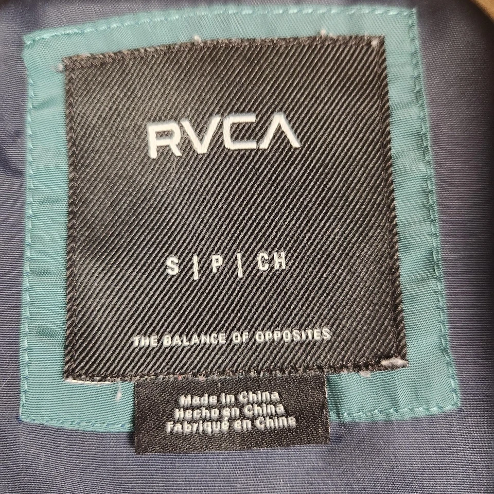 Chaqueta cortavientos RVCA para hombre pequeña azul amarillo con capucha Anorak bloque de color M722VRKI Foto 3 de 4