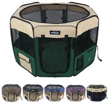 EliteField 2-Door Soft Pet Playpen Exercise Pen 42x42x24 Indoor/Outdoor Beige