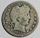 1912-P Barber Quarter 25c Silver Coin ~ 90% Silver (B128)