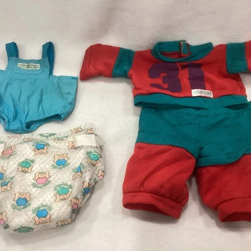 Vintage Cabbage Patch Kids/Doll Clothes - Red/Teal #31 + Diaper + Koosas Suit