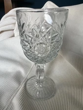 Crystal Cut Glass Goblet with Ornate Stem Design