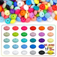 180PCS Silicone Lentil Beads - 30 Colors 12mm Spacer Beads - Multicolor