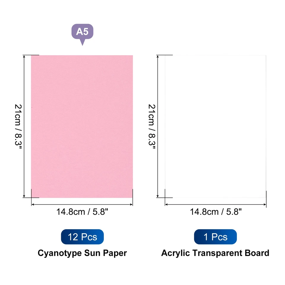 Papel Cianotipo, 12 Hojas Papel Impresión Sol Rosa Artesanía con Tablero, 5.8x8.3" Foto 2 de 4