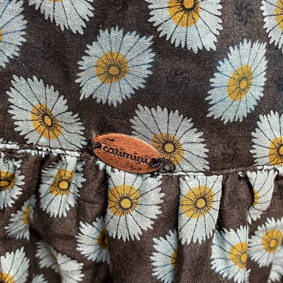 Catimini девочек зеленый цветочный длинным рукавом с оборками кромки полностью с подкладкой туника платье 14A - Изображение 3 из 4