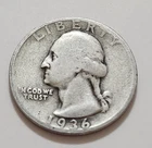 1936 S Washington Quarter 90% Silver            (X5)