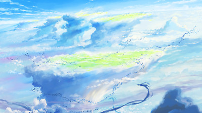 Anime tenki no ko makoto shinkai blue sky clouds cyan Playmat Gaming Mat Desk