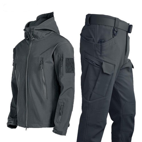 Tactical Jackets Pants Set Elastic Fleece Tracksuit Waterproof Warm Suit Hiking - Picture 27 of 30