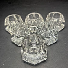 Crystal Salt Cellars Vintage Hexagonal Set Of 6
