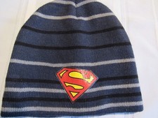 SUPERMAN NAVY STRIPED TEENS BEANIE FOR AGES 14 YRS OLDER,ONE SIZE FITS MOST